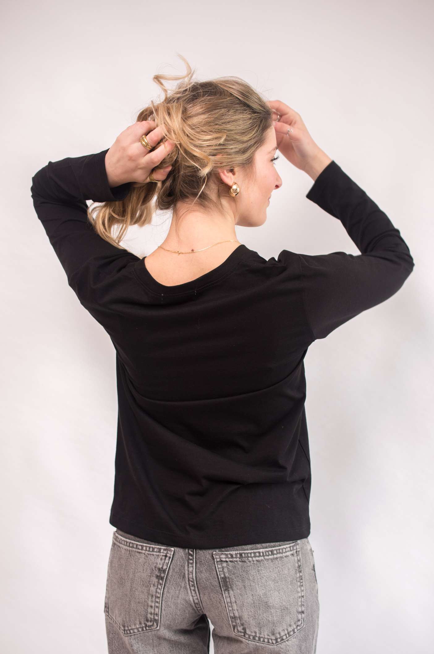 Polera V Neck Top Manga Larga Pima